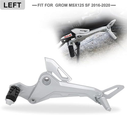 Mokuo Motorcycle Footrest Assembly,1 Pair Footpegs Kit in Alloy Aluminum Material Fit for Honda Grom Msx 2017-2020,Silver Color - color: 1 Pair - Silver