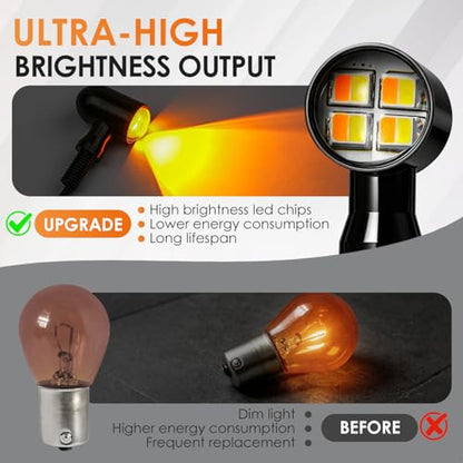 4PCS Mini Motorcycle LED Turn Signals, Ultra-Bright Blinkers Indicators 8MM Mounting Hole 12V Universal Fit for Harley Honda Kawasaki Suzuki Triumph Yamaha