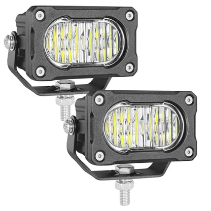 LED Pod Lights, 2Pcs 40W 3 Inch Flood Driving Lights Small LED Off Road Light Pods Ditch Lights backup Light for Truck Motorcycle UTV ATV SUV Boat Dirt Bike Surron - color: White Flood Lights