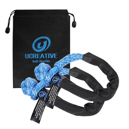 Ucreative 2Pcs Synthetic Soft Shackle 1/2 Inch x 22 Inch (56,000lbs Breaking Strength) with Extra Sleeves (Blue) - color: Blue