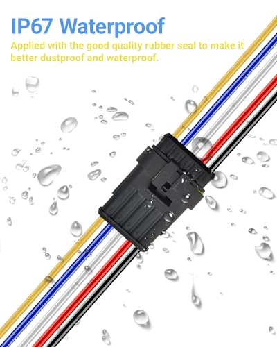 14 AWG 5 Pin Waterproof Connector, 5 Wire Automotive Waterproof Electrical Connectors, 14 Gauge Male and Female Way Connectors Harness 12V Quick Connect for Car Truck Boat Motorcycle -3 Pack - size: 5 Pin