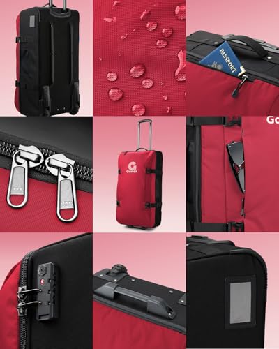 Gonex Rolling Duffle Bag with Wheels, Water-repellent 90L Nylon Large Wheeled Travel Duffel Luggage with TSA Lock & Telescopic Handle 30 inch, Pure Red - color: Pure Red, size: 30 inch