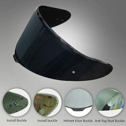 Shoei RF1400 X15 Helmet Visor Replacement Shield, Anti-Fog Sun Shield Accessory Compatible with RF-1400, X15, CWR-2, Z8, X-SPR PRO(Dark black) - color: Dark Black