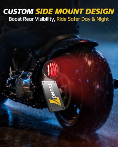 TSUNG Motorcycle LED Tail Brake Light with Side Mount License Plate Bracket, IP67 Waterproof, Polished Finish, Rear Light Assembly (Slat Kit) - color: Slat Kit