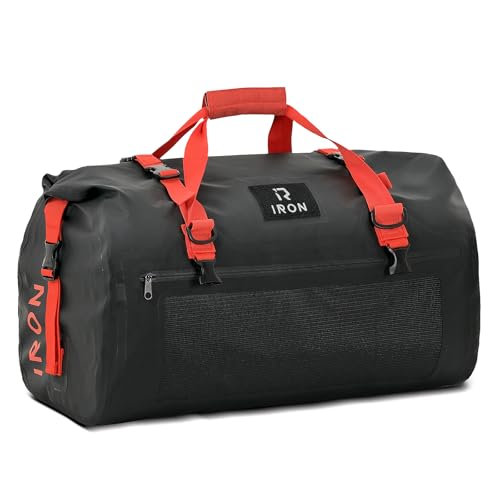 BORLENI Waterproof Motorcycle Dry Duffel Bag Luggage Tail Bag with Large Storage Space,Roll Top Closure, Shoulder Straps, Inner Pocket and Mesh Pocket for Motorcycling Travel Camping (Black,30L) - color: Black, size: 30L