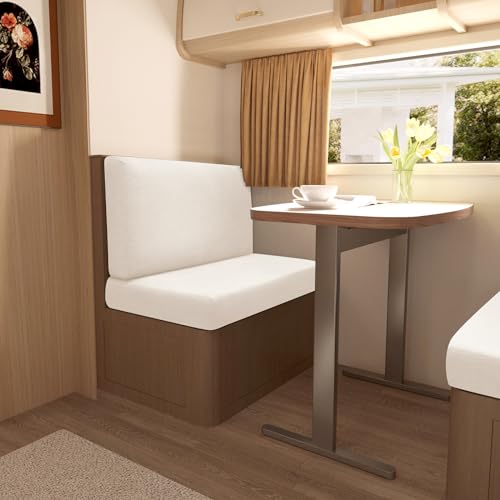 Gollense RV Dinette Cushion Covers Set of 2, Waterproof Stretch Camper Cushion Covers, Sectional Replacement RV Seat Covers for Trailer Couch, Includes 2 Backrest Cover & 2 Bench Cover (Beige) - color: Beige