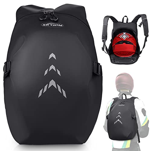 Motorcycle Backpack for Men - Large Capacity Waterproof Helmet Backpack for Men with Laptop Pocket, Large