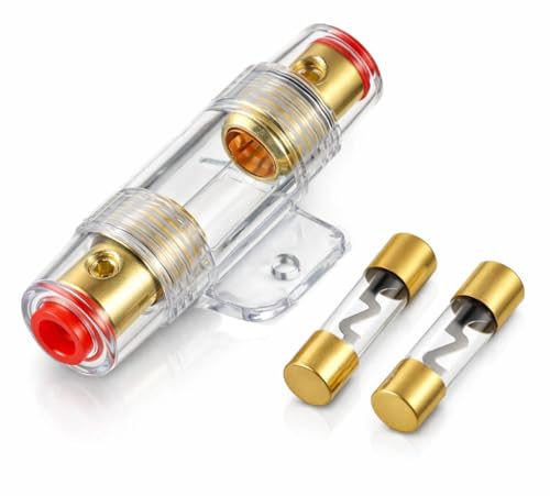 MGI SpeedWare AGU Glass Fuse Holder Kit with 2pcs Fuse – Inline 12V Automotive Car Audio Fuse Block for Amplifiers, Car, Truck, Marine (80 AMP) - size: 80 AMP