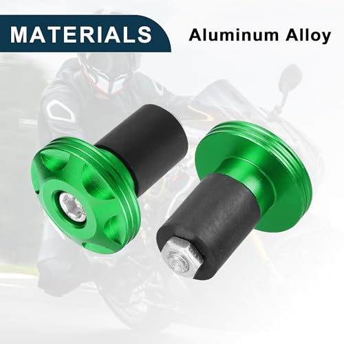 Motorcycle Handlebar End Plug Aluminum Alloy 18mm-20mm 0.71"-0.79" 32mm OD Fashionable | Front Handle Bar Grips Cap Gear Balanced Plug Green 1 Pair