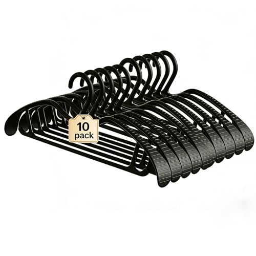 10Pack Coat Hanger Wide Shoulder Hangers Black