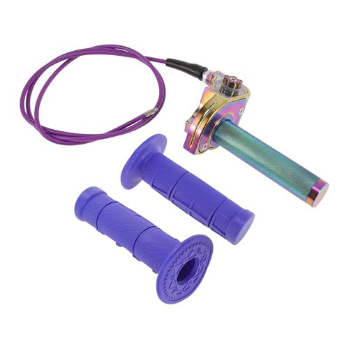 22mm Throttle Grip with 120Cm Purple Throttle Cable 1 Pair Checkered Purple Handle Sleeves Screw Accessories Plastic Aluminum Alloy Gradient Purple - color: Gradient Purple