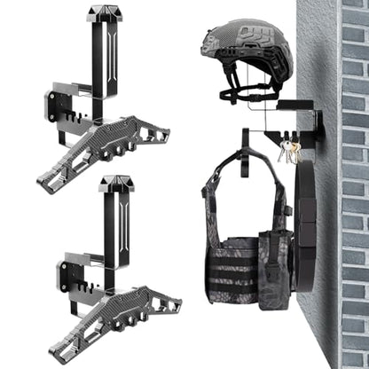 Helmet Wall Mount Motorcycle Helmet Holder Rack with Carbon Fiber Texture Hanger, Heavy-Duty 88lbs Load Capacity Helmet Stand for Motorcycle, Sports, Police, Military, Safety Equipment - size: 2Pack