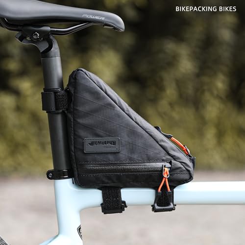 Rhinowalk Bike Frame Triangle Bag, Waterproof Compact Storage Bag with YKK Zippers, Multi-Pocket Design, Doesn’t Rub Legs – 0.9L, Black - color: Full Black,0.9L