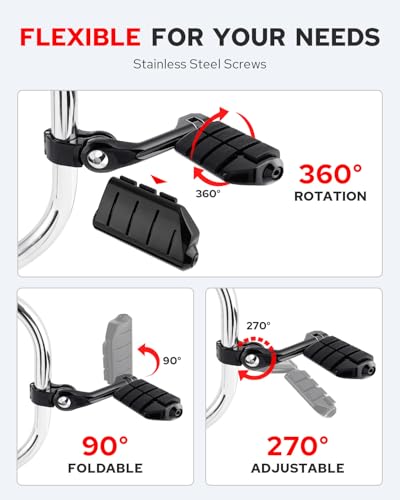 Benlari Highway Pegs 1in 1-1/4 in Highway Footpegs 304 Stainless Steel Long Angled Adjustable Fit For Harley Touring Street Glide Road King Electra Glide Softail Dyna Black Style3 - color: BLACK, size: LONG