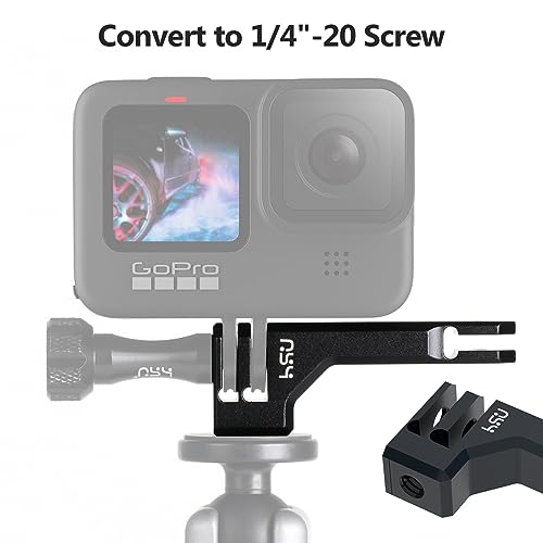 HSU Aluminum Vertical Bracket Adapter with 1/4"- 20 Hole for Gopro Hero 13/12/11/10/9/8/7/6/5/4 AKASO Campark Insta360 DJI Osmo Action and Other Action Cameras