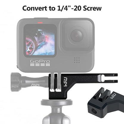 HSU Aluminum Vertical Bracket Adapter with 1/4"- 20 Hole for Gopro Hero 13/12/11/10/9/8/7/6/5/4 AKASO Campark Insta360 DJI Osmo Action and Other Action Cameras