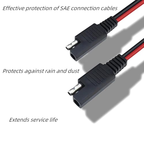 SAE Battery Connector 15AWG 2ft - SAE to O Ring Terminal with 15A Fuses, 2-Pin Quick Disconnect for Solar Panel, Motorcycle, Car, RV, Marine (12V/24V)
