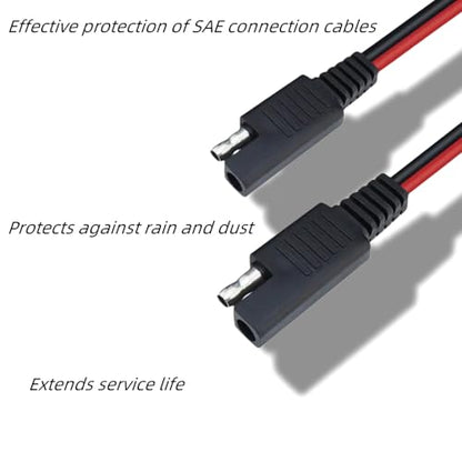 SAE Battery Connector 15AWG 2ft - SAE to O Ring Terminal with 15A Fuses, 2-Pin Quick Disconnect for Solar Panel, Motorcycle, Car, RV, Marine (12V/24V)