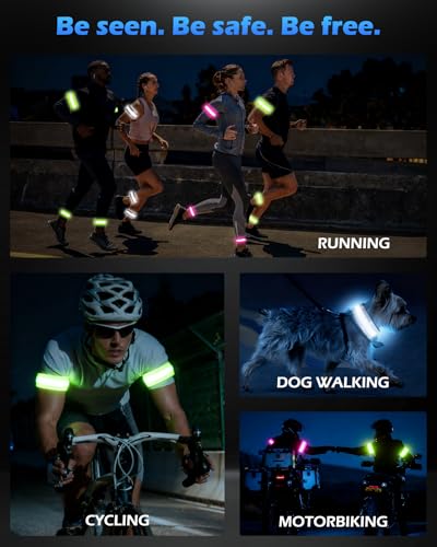 Topward LED Armband 2 Pack, Light up Reflective Arm Bands Glow Bracelets, Running Lights for Runners Dog Walking - 5 Colors 11 Light Modes - Adjustable Velcro - Rechargeable - color: Black