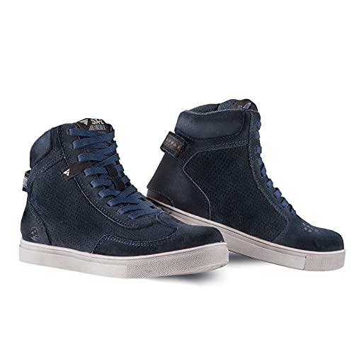 SHIMA SX-2 EVO Motorcycle Shoes for Men - Breathable, Reinforced Leather Biker Motorcycle Boots Men with Ankle Support - color: Women Blue, size: 5.5