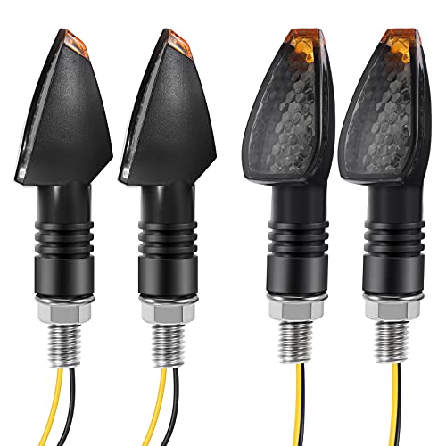 Frienda 4pcs Motorcycle Turn Signals 14 LED 12v Lights Indicators Motorbike LED Blinker Bright Flowing Amber Lamp Stalk Arrow Front Rear Lights