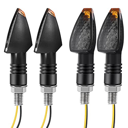 Frienda 4pcs Motorcycle Turn Signals 14 LED 12v Lights Indicators Motorbike LED Blinker Bright Flowing Amber Lamp Stalk Arrow Front Rear Lights
