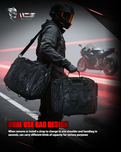 MZS Motorcycle Travel Luggage Bag, 54L Expandable Motorcycle Tail Bag Rack Trunk Saddle Storage, Motorbike Rear Seat Bag With Shoulder Strap Waterproof Rain Cover - size: 54L