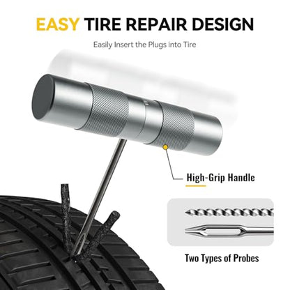 AUTOWN Compact Tire Repair Kit with Plugs Fix Punctures & Plug Flats with Ease - Capsule Style Flat Tire Puncture Repair Kit for Motorcycle, Car, ATV, UTV, Mountain Bike, Etc