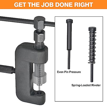 Chain Breaker, 13-Piece Chain Cutter Rivet Tool Set Riveting Breaker Riveter for Motorcycle, Bike, ATV