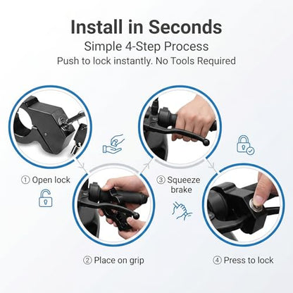 1 PC Motorcycle Handle Throttle Grip Security Lock, Alloy Anti-theft Brake Lock with Anti-scratch Gasket, One-button Locking Design, Universal for Motorcycles Scooters ATVs Bicycles (Black) - color: Black