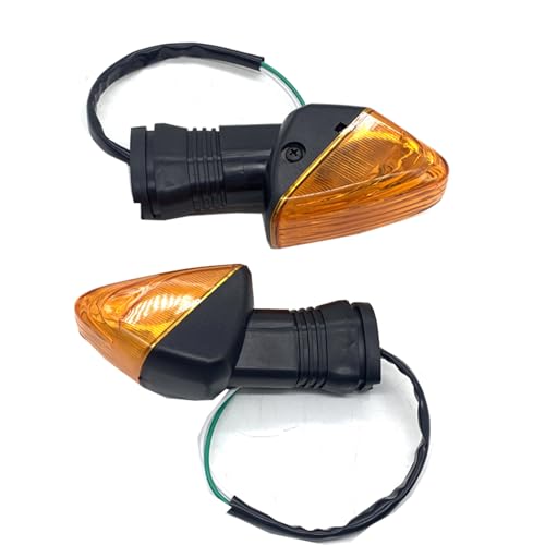 2Pcs Motorcycle Turn Signal Indicator Light Compatible with KAWASAKI ZX6R ZX-6RR KLE500 KLE 650 KLR650 Front/Rear Blinker Lamp (Amber Shell) - color: Amber Shell