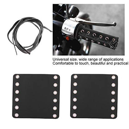 Heated Leather Motorcycle Handlebar Grips 2PCS with Strap for Most Motorcycles (Black)