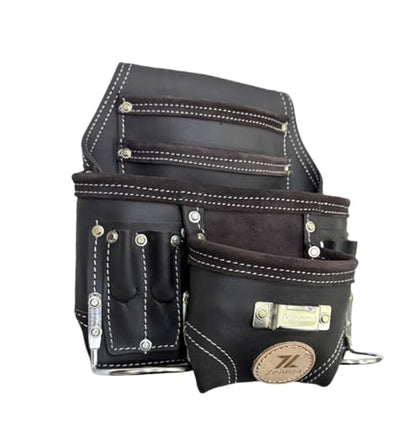 Zeluga 20-111 10 Pocket Rigger Heavy Duty Leather Tool Bag, Oil Tanned - color: Oil Tanned