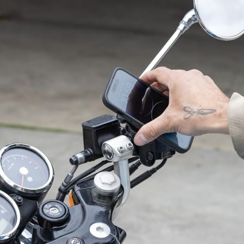 Quad Lock Brake/Clutch Motorcycle Phone Mount with Vibration Dampener and MAG Phone Case for iPhone 16 - size: iPhone 16