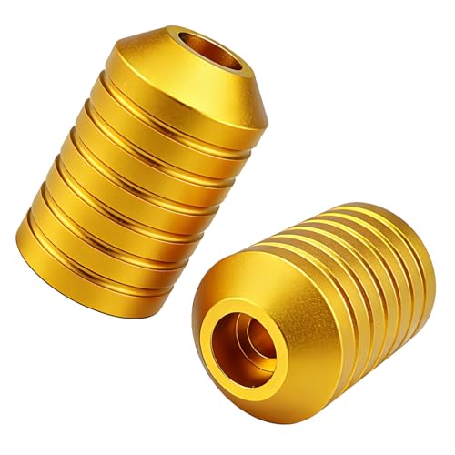 Crash Bar Sliders CNC Decorative End Caps for Harley Touring Softail Dyna Sportster Models,Fit All 1.25" Front Flat Out & Highway Crash bar & Rear Saddlebag Guard (Gold) - color: Gold