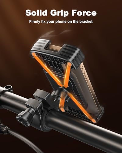 SUPERONE Bike Phone Holder, [Silicone Wrapped] [1s Lock] Motorcycle Cell Phone Holder Mount, Bicycle Scooter Handlebar Clamp for iPhone 17 16 15 Air Pro Max, S25 S24 Ultra, More 4.7-7.2" Phones - color: Matte Black
