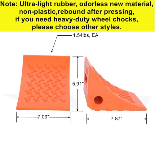 Wheel Chocks, Rubber Wheel Chock with Curved, Durable, Non-Slip, Solid Trailer Wheel Chocks for Boat Trailers, RV, Truck, Camper, 30000lbs, 4pack (Orange) - color: ORANGE-4