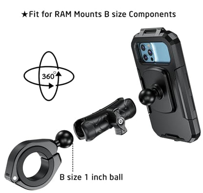 iMESTOU Waterproof ATV Phone Mount with Anti-Theft Design and 360° Rotation 1“ Ball Base Fits for ATV UTV 1.5''/1.75''/1.85''/2''/2.1'' Handlebars, Suitble for 3.5"-6.1" Smartphones (Size S) - size: S for 3.5"-6.1" Phones