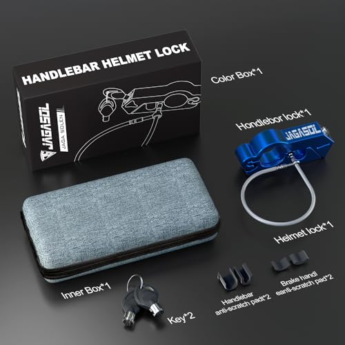 JAGASOL Motorcycle Lock & Helmet Lock Combo, Anti Theft Handlebar Lock, Max 1.5'', Blue - color: Blue