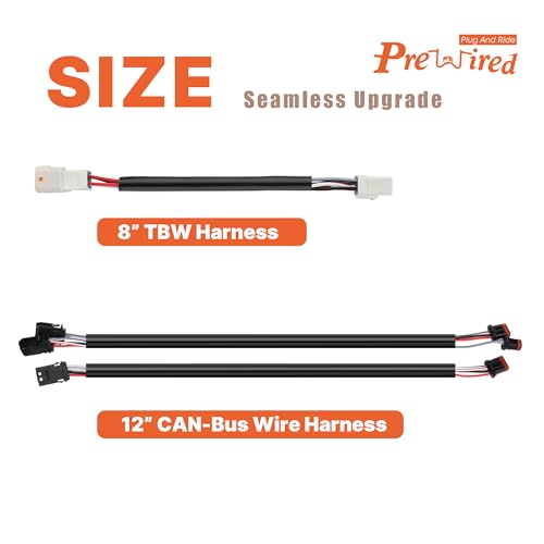 12" Extended CAN-Bus Switch Control Wire Harness & 8" TBW Throttle by Wire Handlebar Extension Kit for Harley 2016-2023 Touring and Softail Models - style: 12" and 8"