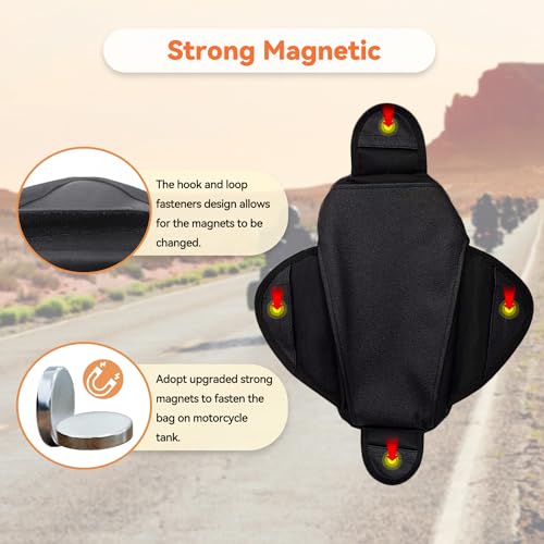 Dracarys Motorcycle Tank Bag - Oxford Saddle Black Motorbike Bag - Strong Magnetic Bag for Honda Yamaha Suzuki Kawasaki Harley - size: 4Liter
