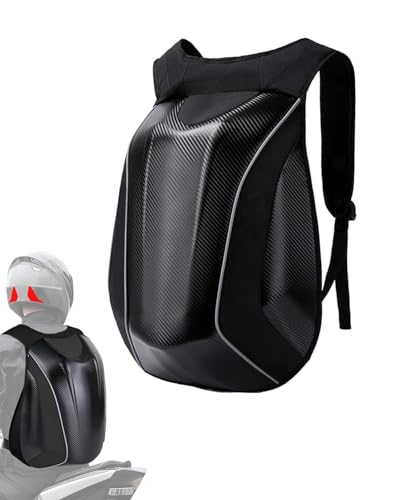 JFG RACING Motorcycle Backpack,30L Hardshell Carbon Fiber Pattern Waterproof Helmet Backpack for Men Riding Bag for Travel Daily Storage Motorcycles Accessories - color: Imitation Carbon Fiber-1