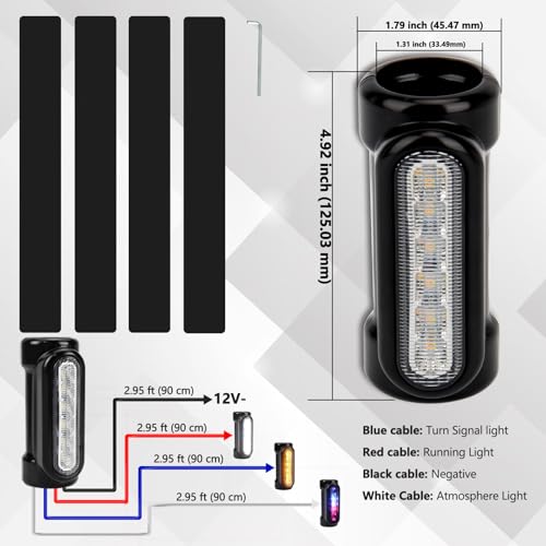 Motorcycle Highway Bar Lights Switchback Driving Lights Led Amber Turn Signals White Driving RGB Atmosphere LED Crash Bar Lights for 1-1/4 inch Crash Bars Touring Bikes Motorcycle Lights (Black)