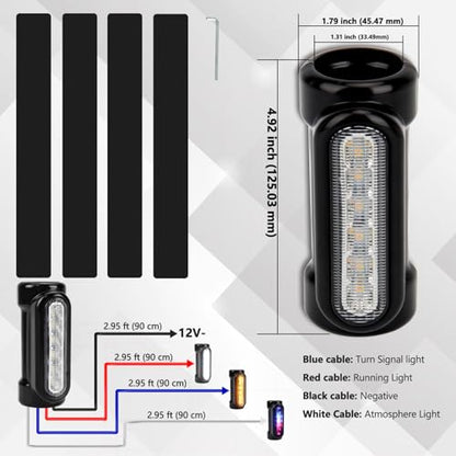 Motorcycle Highway Bar Lights Switchback Driving Lights Led Amber Turn Signals White Driving RGB Atmosphere LED Crash Bar Lights for 1-1/4 inch Crash Bars Touring Bikes Motorcycle Lights (Black)