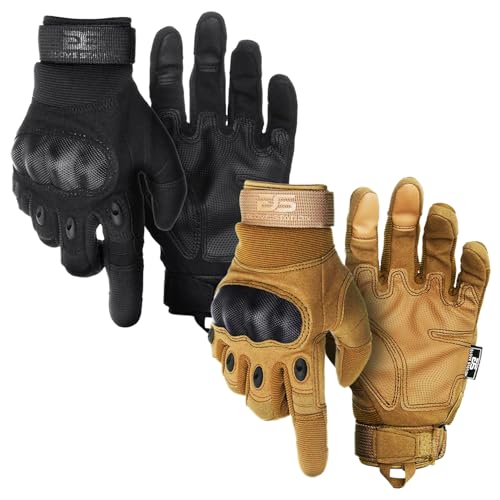 Glove Station Knuckle Protective Gloves for Men - Touchscreen Motorcycle Riding Gloves for Airsoft, Hiking & Outdoor Work - Black & Tan, Small - color: Black & Tan, size: Small