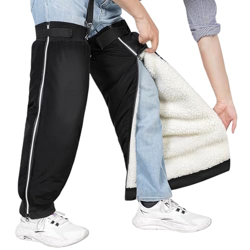 GREUS Winter Motocycle Leg Warmers, Waterproof Warm Fleece Lining Scooter Cycling Knee Protector Covers, Reflective Stripe - color: 28in (Full Coverage)