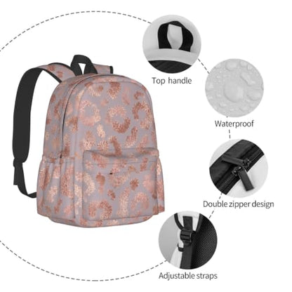 Rose Gold Leopard Skin Tote Backpack Bookbag Laptop Backpacks Multipurpose Daypack for Boys Girls School Men Women Travel Hiking - color: Pink