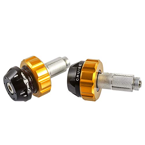 Throttle Lock Cruise Control Grip Ends Handlebar Plugs Sliders for 22mm Motorcycle Handlebar with 14mm/18mm Inner Diameter or with M6 Screw Holes (Gold) - color: Gold