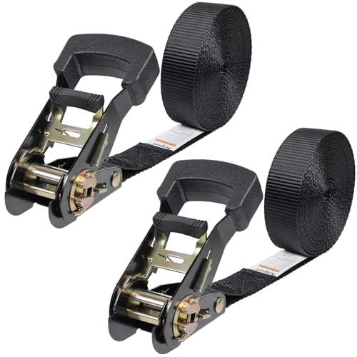 Ayaport Endless Ratchet Straps (No Hooks) 1" x 20' Heavy Duty Small Ratchet Tie Down Straps 1860lbs Break Strength Black Tie Downs for Cargo, Truck Bed, Motorcycle, 2Pcs - size: 20' x 1"-2pcs