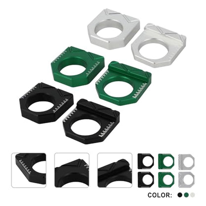 Dirt Bike Rear Axle Block CNC Motorcycle Chain Tensioner Adjuster for KX450F 16-18 KX250F 17-19 KX250 KX450 19-24 KX250X KX450X 22-24 Silver - color: silver